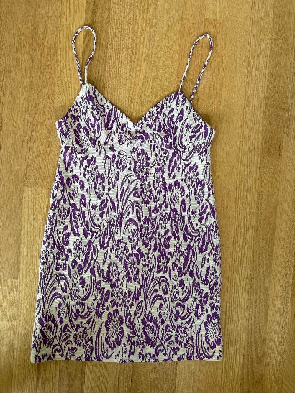 Zara Purple and Cream Floral Print Spaghetti Strap Slip